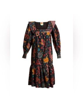 Farm Rio Black Animal Sky Midi Dress